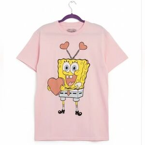 New SpongeBob Give heart Pink Cotton Tee